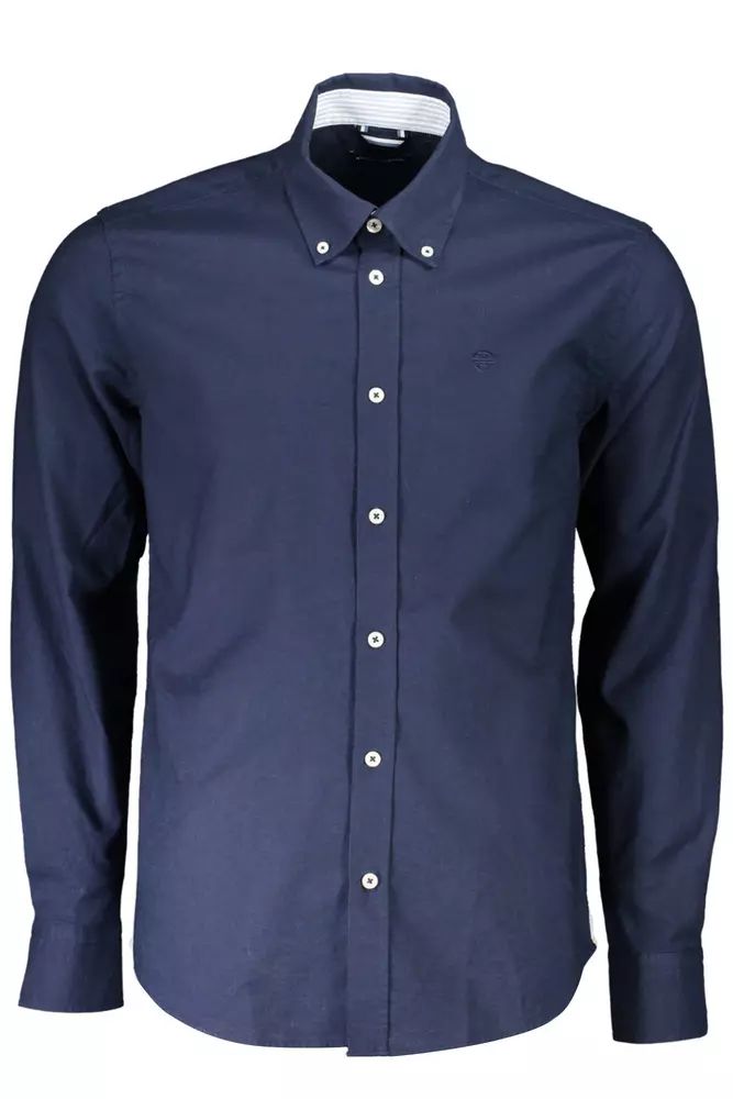 North Sails Classic Blue Cotton Shirt with Embroidered Logo North Sails