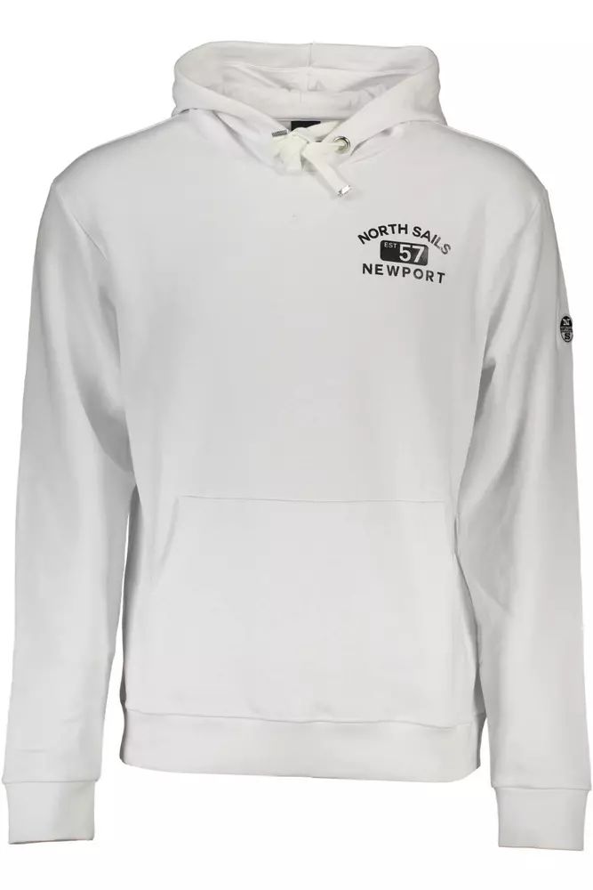 North Sails Sleek White Hooded Sweatshirt with Logo Print North Sails
