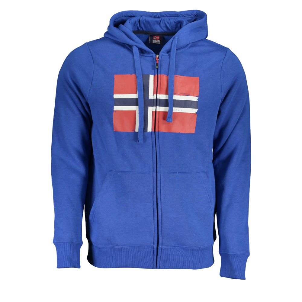Norway 1963 Blue Hooded Fleece Sweatshirt with Central Pockets Norway 1963