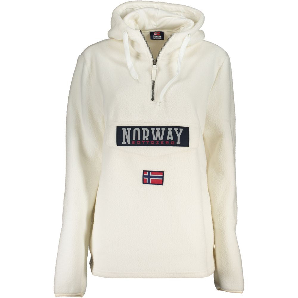 Norway 1963 Chic White Half-Zip Hooded Sweatshirt Norway 1963