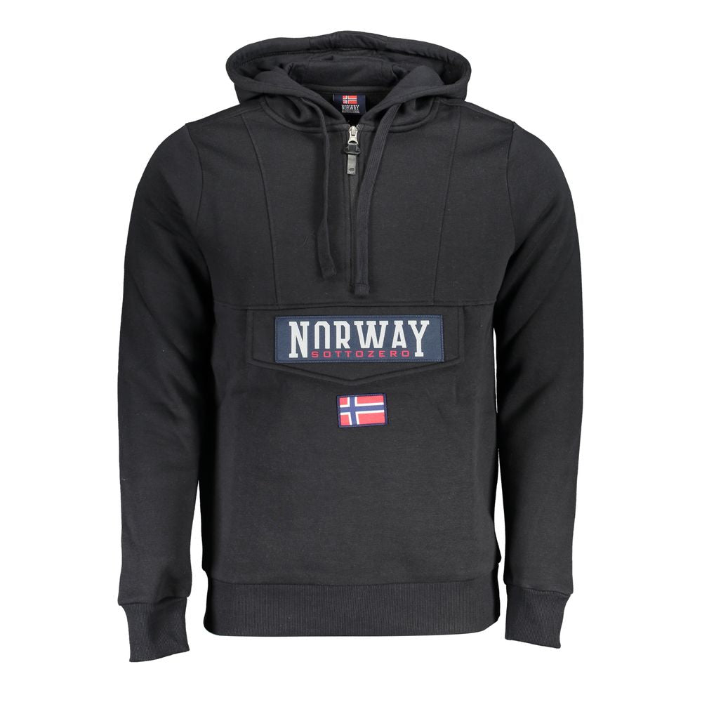 Norway 1963 Sleek Hooded Fleece Sweatshirt in Black Norway 1963