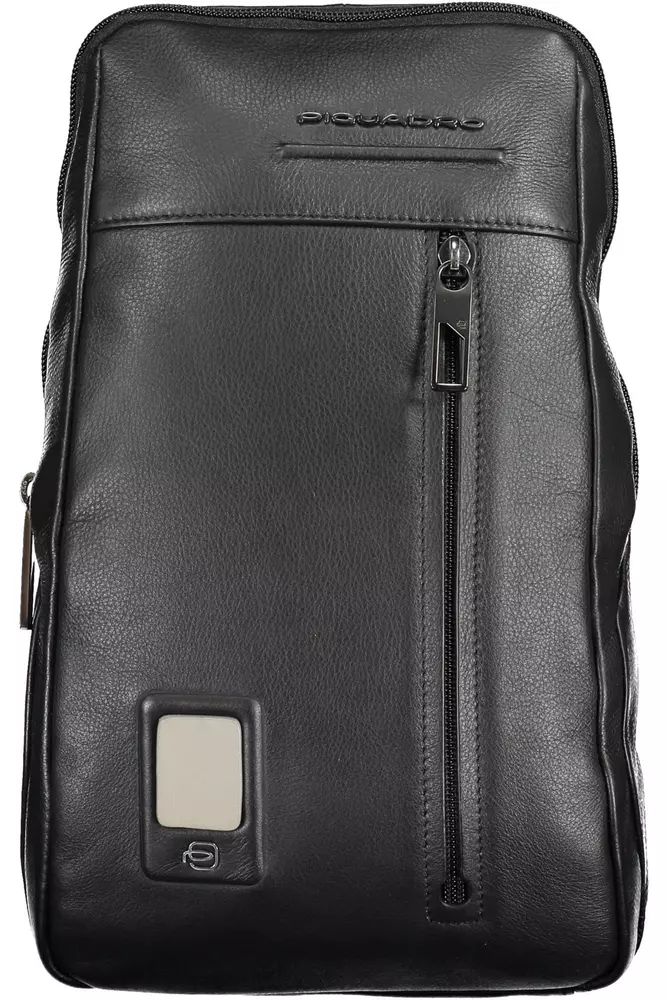 Piquadro Sleek Black Leather Shoulder Bag with Laptop Space Piquadro