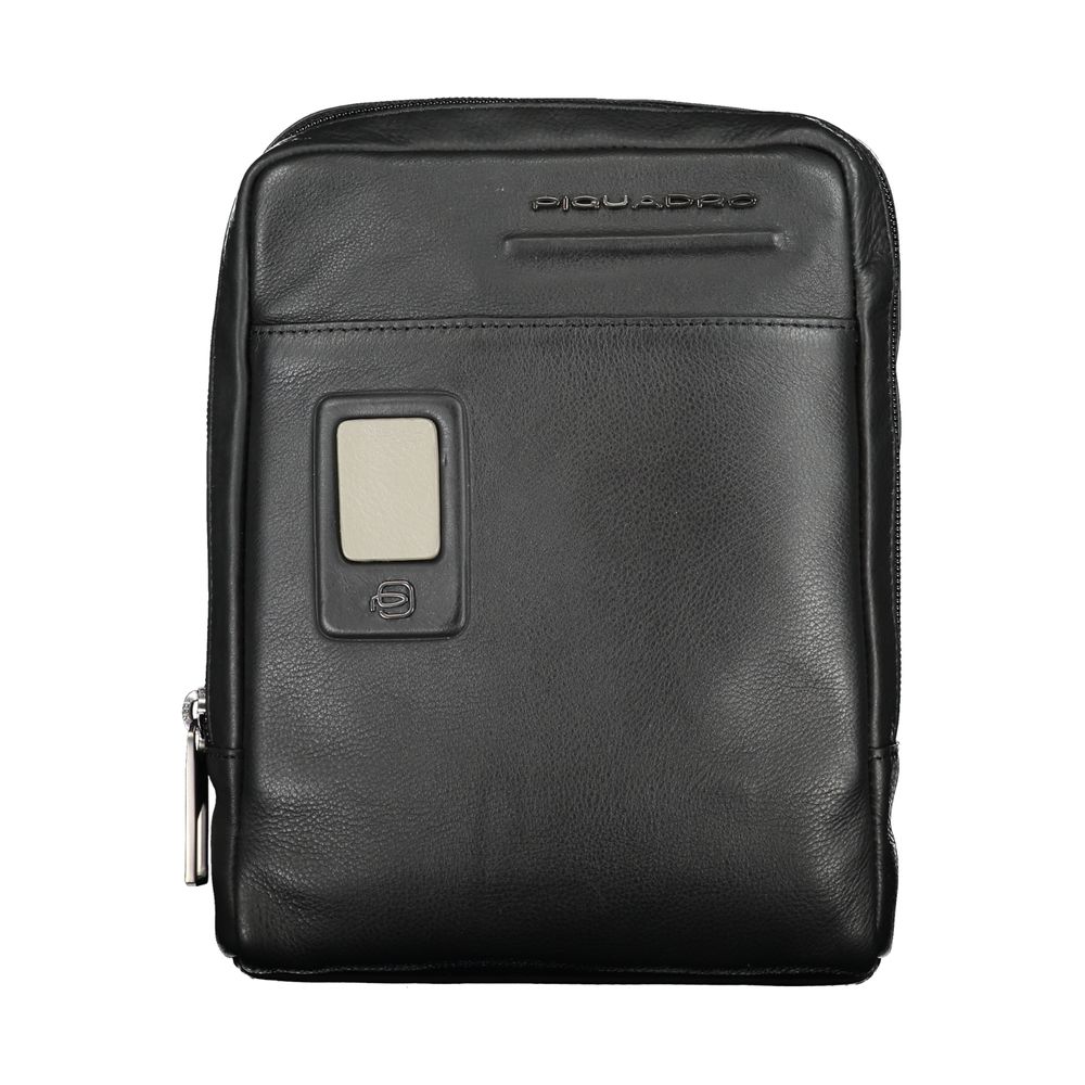 Piquadro Elegant Black Leather Shoulder Bag Piquadro