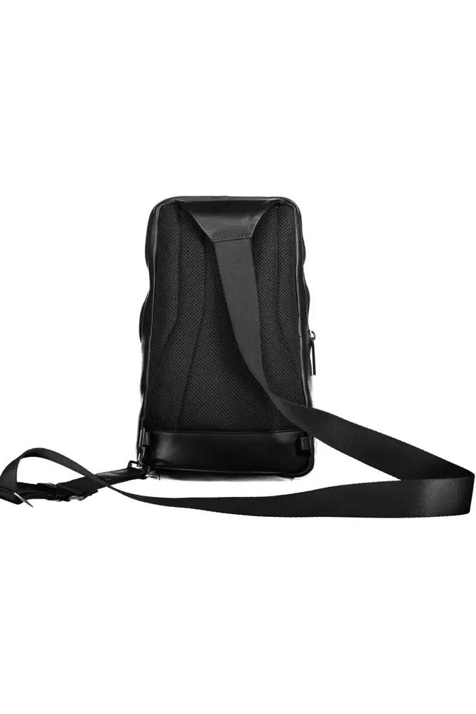 Piquadro Sleek Black Leather Shoulder Bag with Laptop Space Piquadro