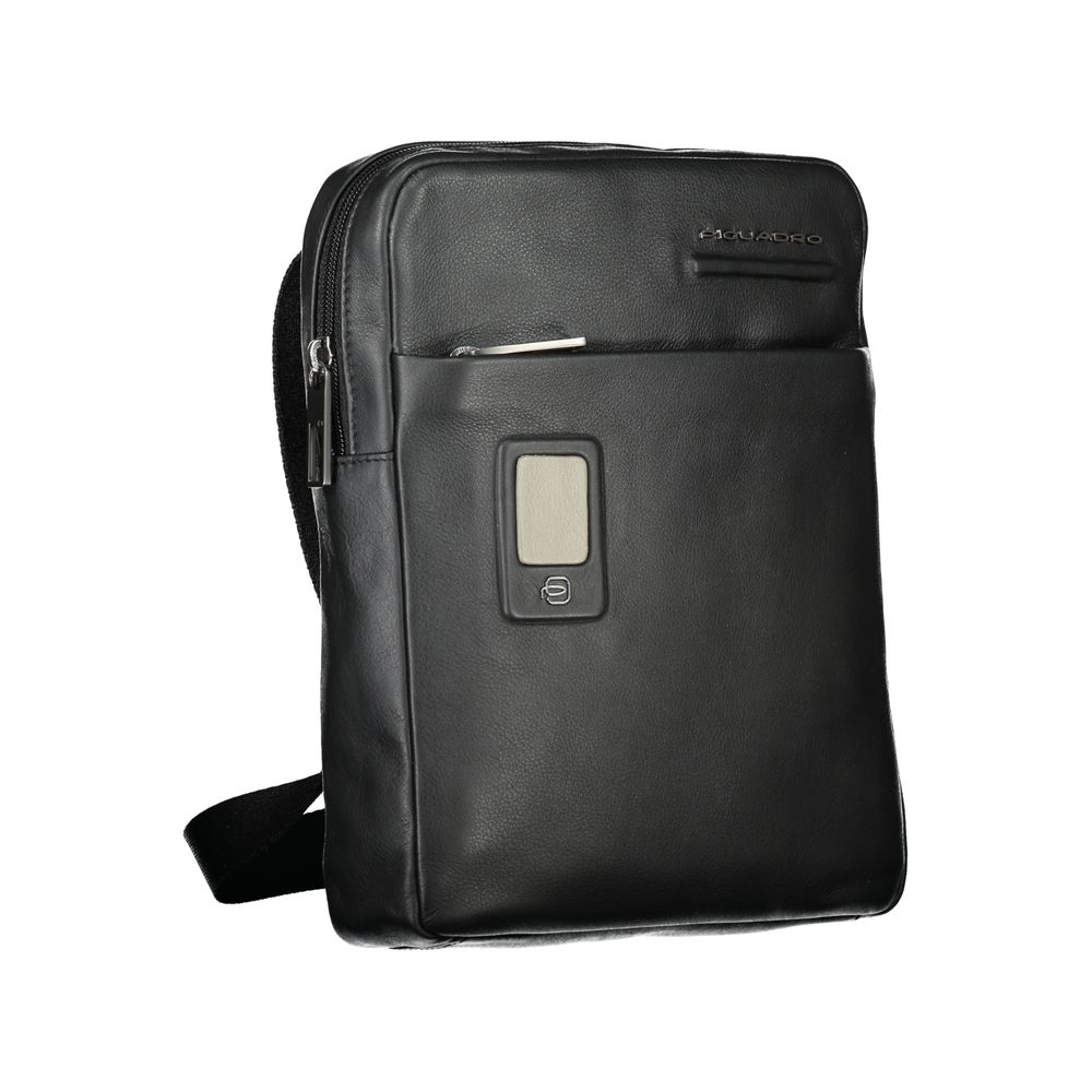 Piquadro Elegant Black Leather Shoulder Bag Piquadro
