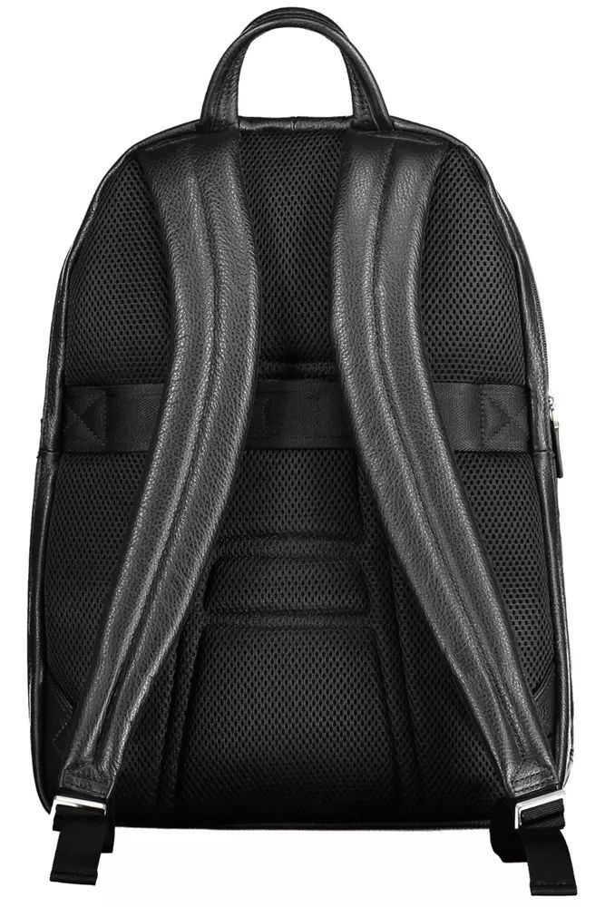 Piquadro Elegant Black Leather Backpack with Laptop Compartment Piquadro