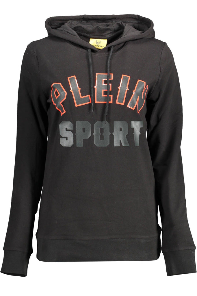 Plein Sport Sleek Black Hooded Sweatshirt with Bold Accents Plein Sport
