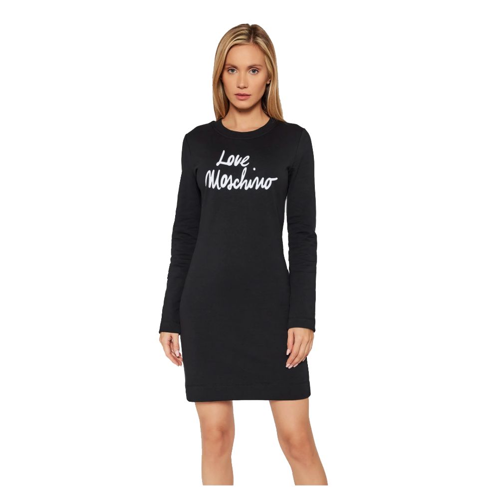 Love Moschino Chic Embossed Logo Cotton Blend Dress Love Moschino