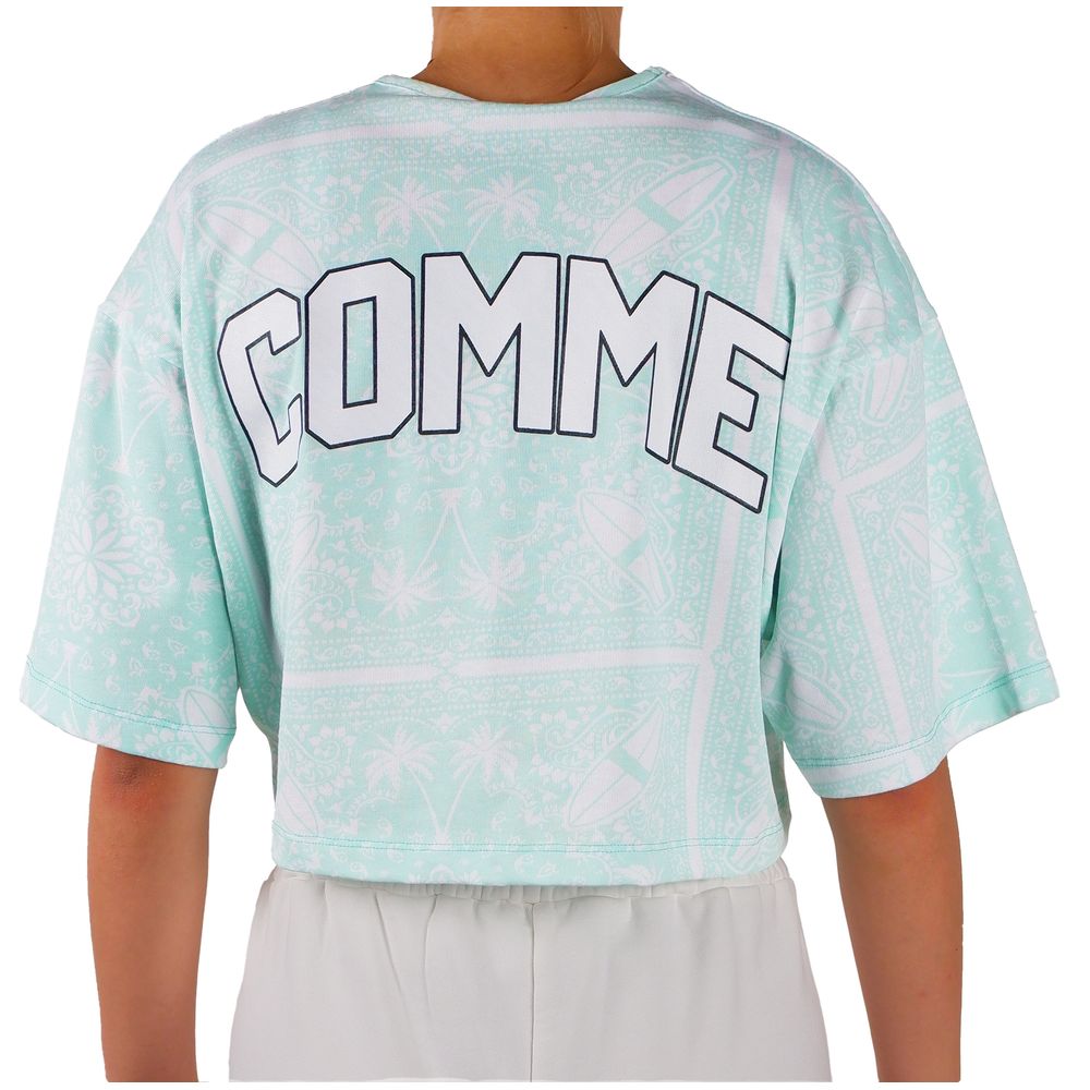 Comme Des Fuckdown Abstract Logo Print Green Tee Comme Des Fuckdown