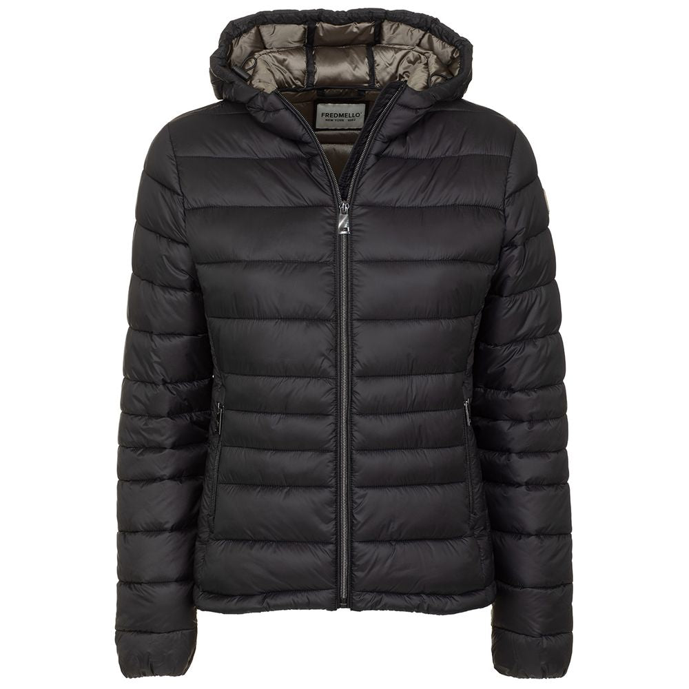 Fred Mello Chic Hooded Short Down Jacket in Black Fred Mello