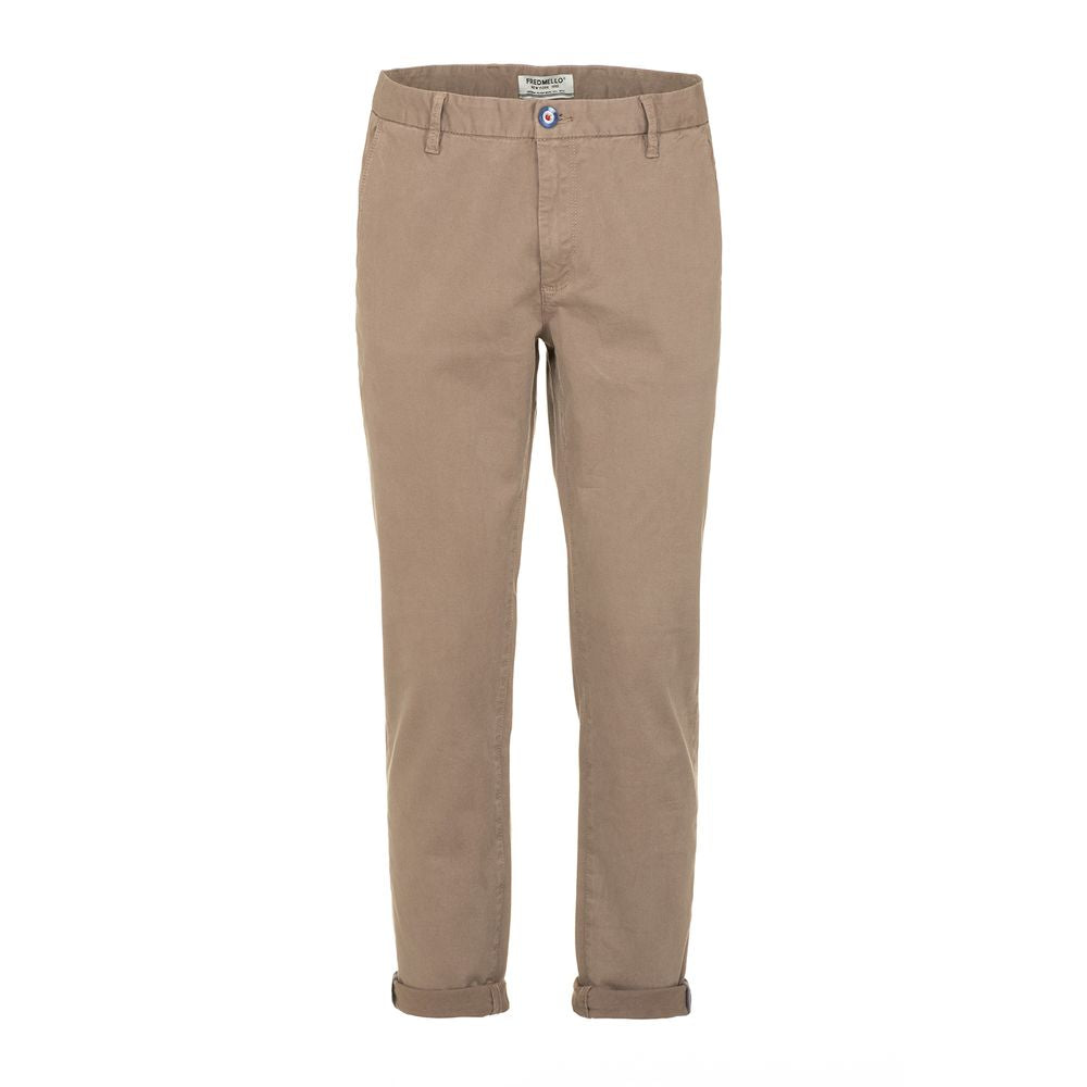 Fred Mello Beige Cotton Blend Casual Pants for Men Fred Mello