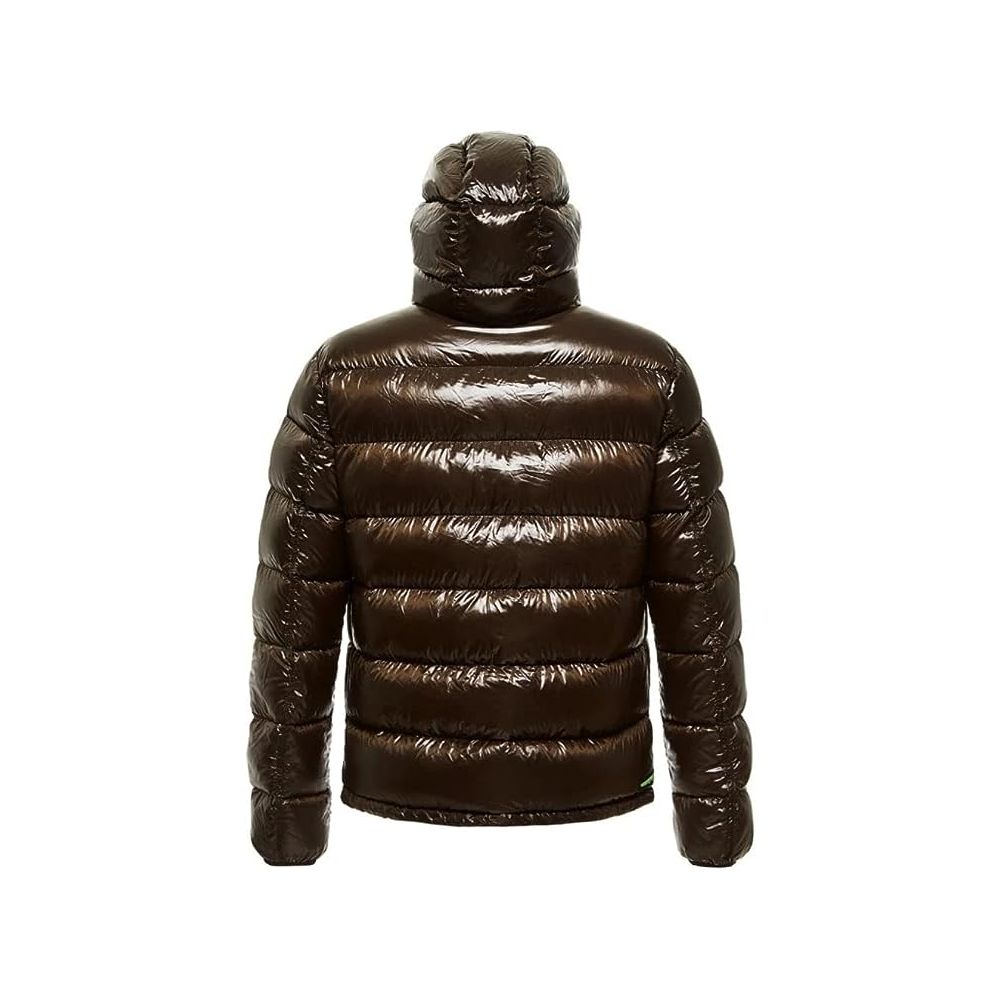 Centogrammi Reversible Hooded Down Jacket in Brown and Black Centogrammi