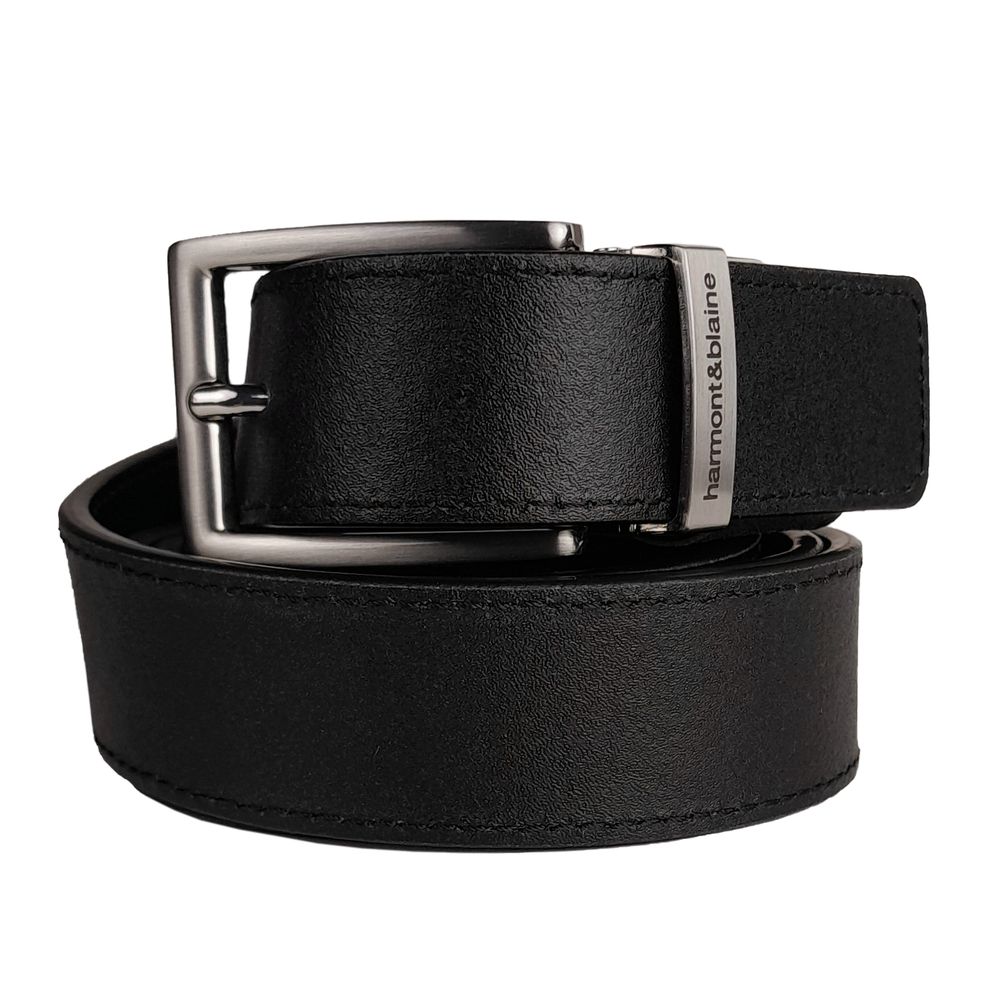 Harmont & Blaine Reversible Black Calfskin Leather Belt Harmont & Blaine