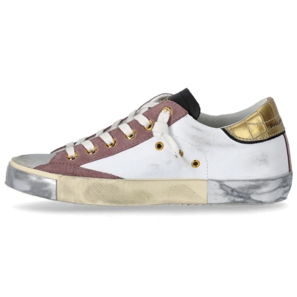 Philippe Model Elegant White Leather Sneakers with Suede Accents Philippe Model