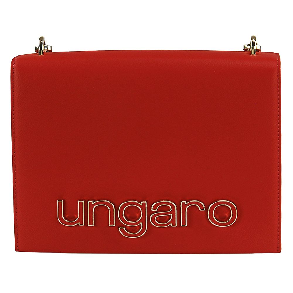 Ungaro Chic Calfskin Shoulder Bag with Metal Logo Ungaro
