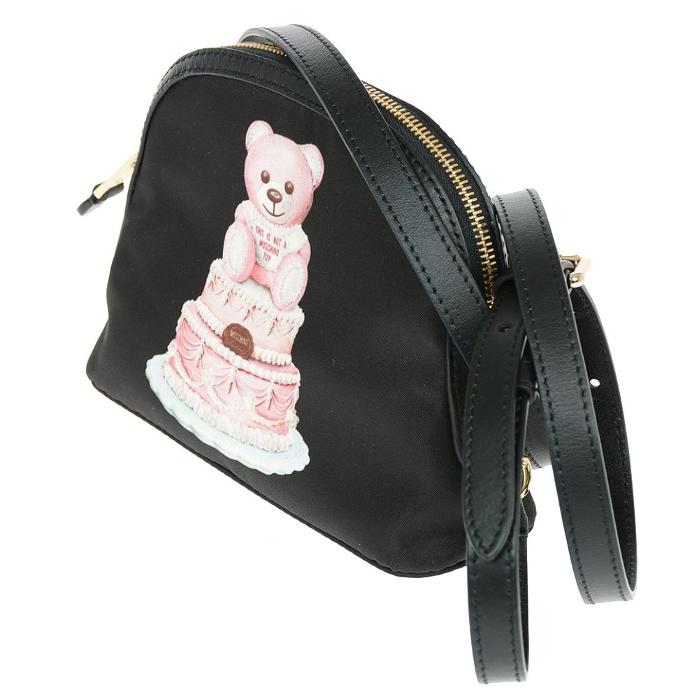 Moschino Couture Chic Teddy Bear Print Clutch with Calfskin Strap Moschino Couture
