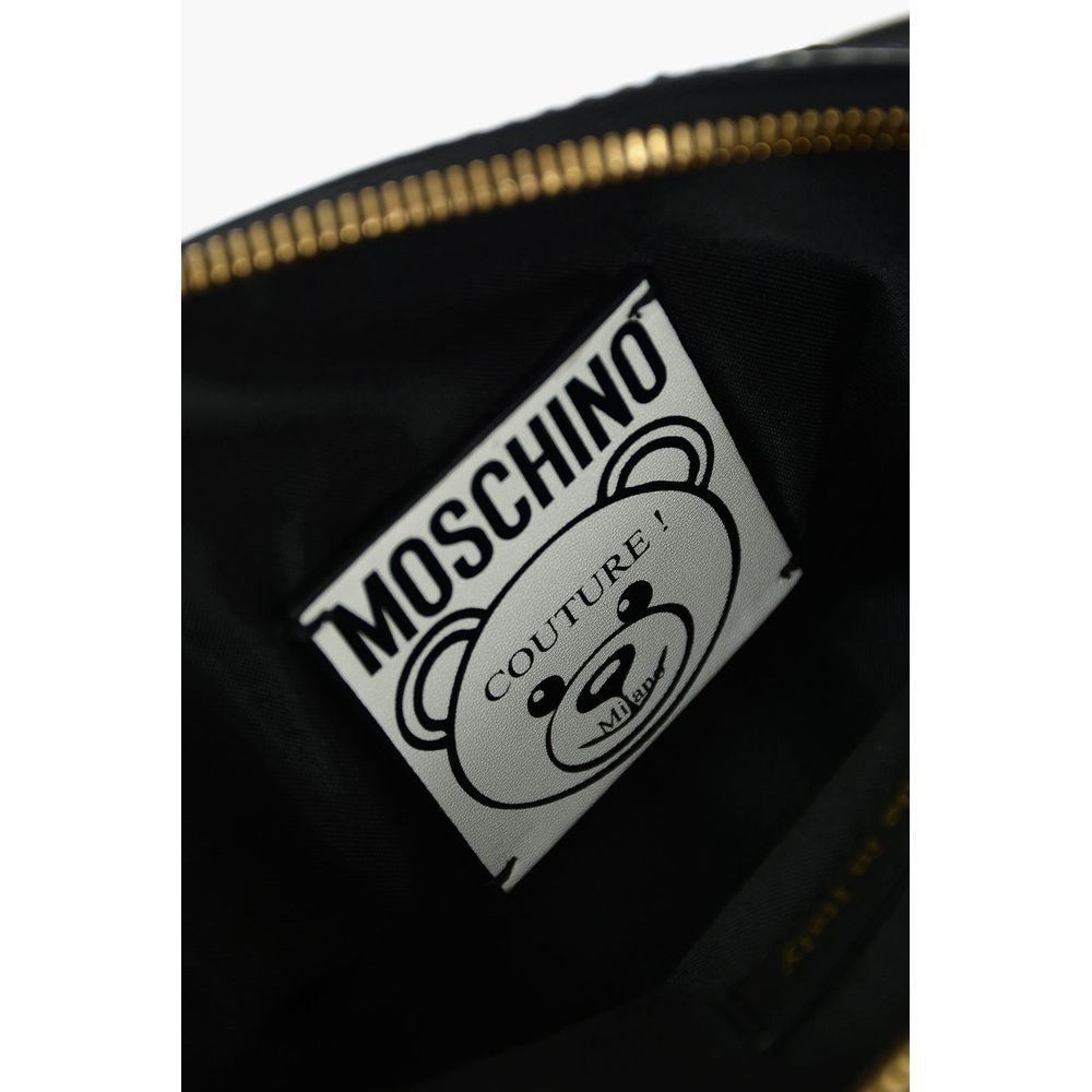 Moschino Couture Chic Teddy Bear Print Clutch with Calfskin Strap Moschino Couture