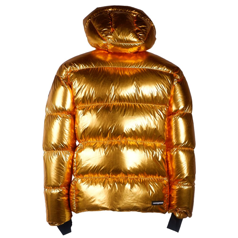 Centogrammi Exquisite Golden Puffer Jacket with Hood Centogrammi