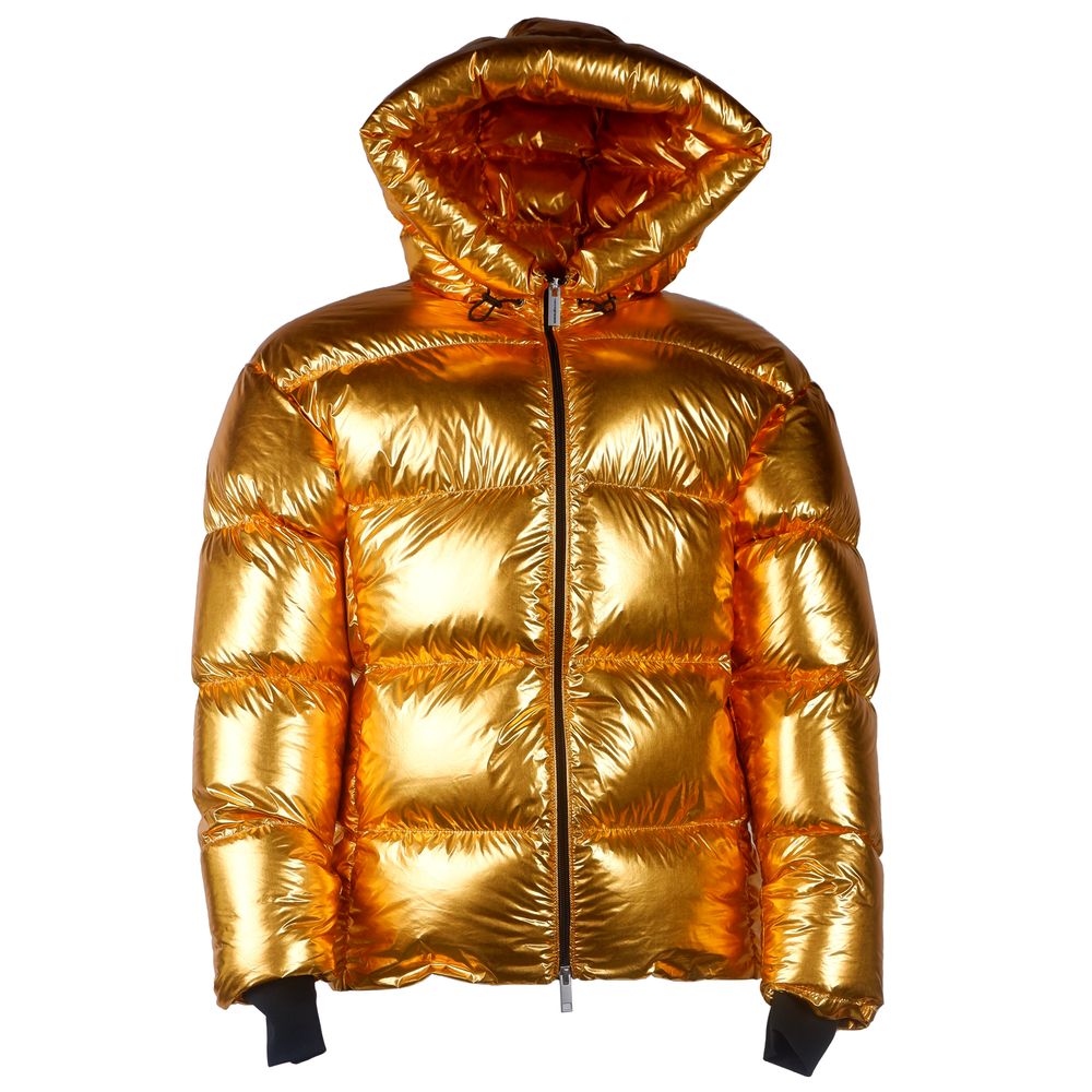 Centogrammi Exquisite Golden Puffer Jacket with Hood Centogrammi
