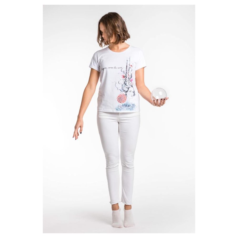 A.Tratti Chic White Stretch Viscose Tee with Exclusive Packaging A.Tratti