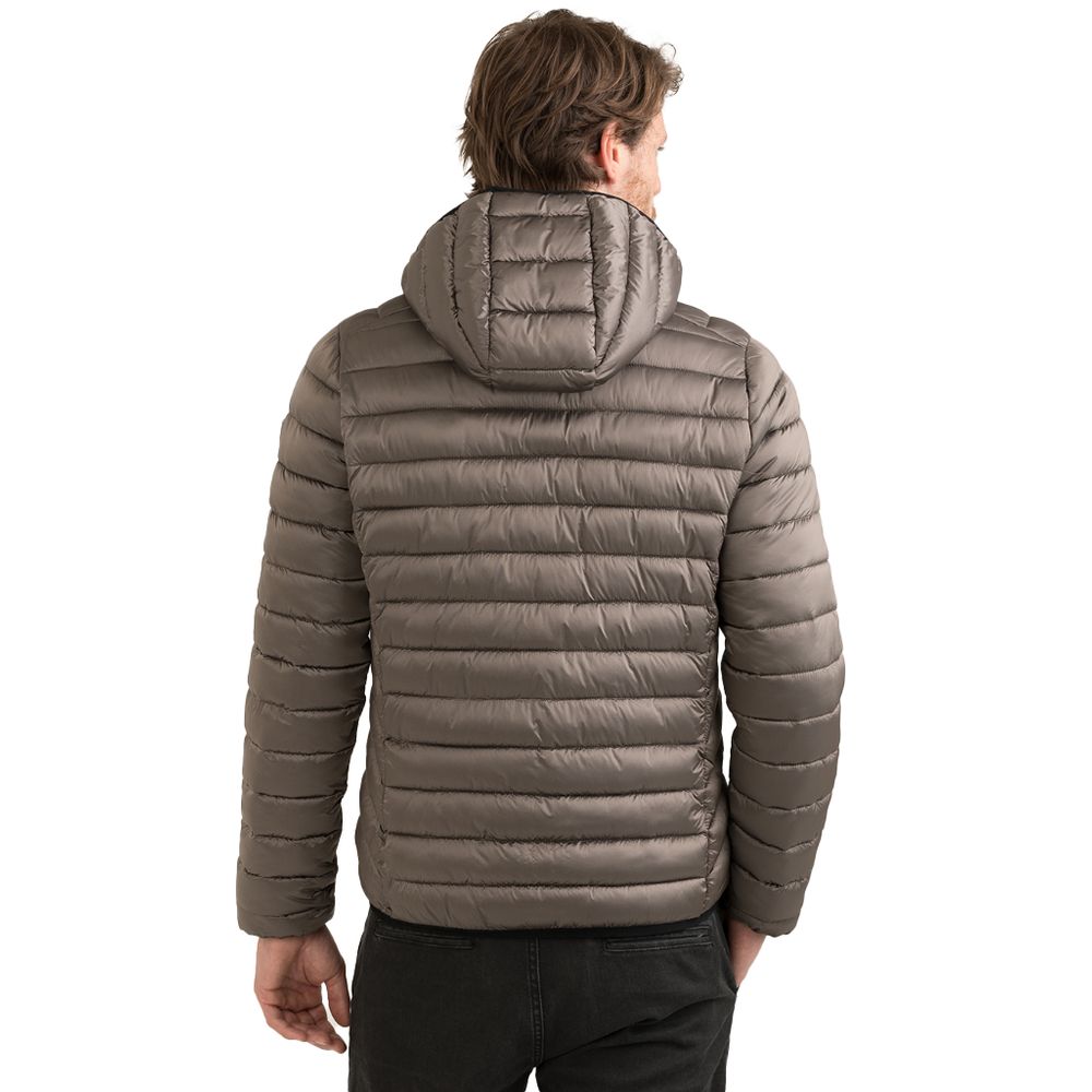 Fred Mello Sleek Gray Padded Jacket with Hood Fred Mello