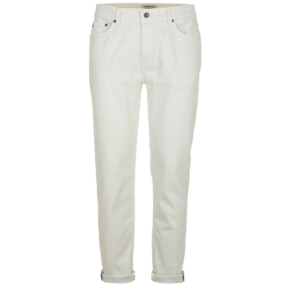 Fred Mello Elegant White Denim Trousers for Men Fred Mello