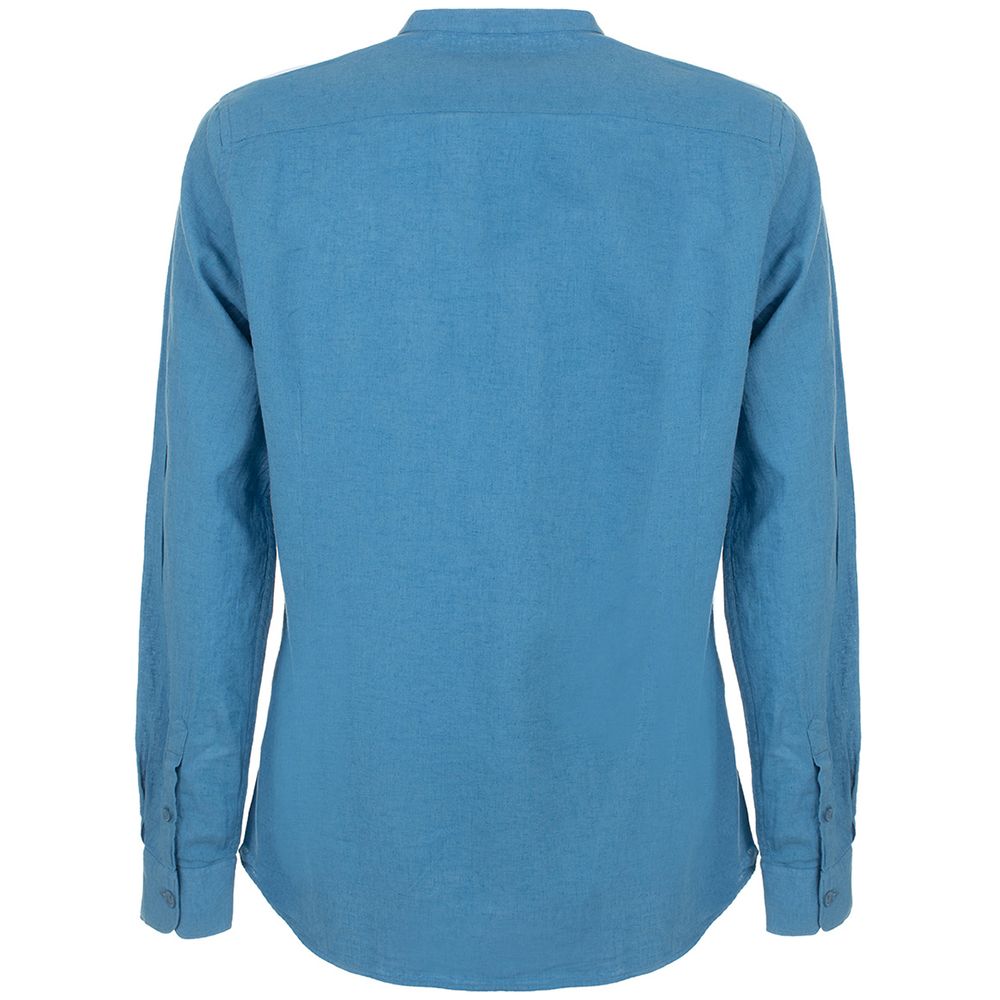 Fred Mello Elegant Light Blue Linen-Cotton Blend Shirt Fred Mello