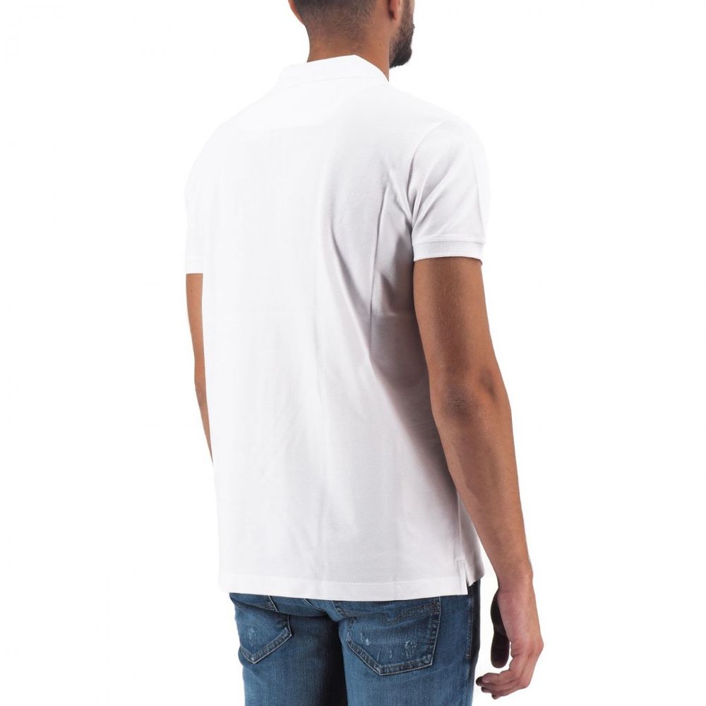 Diesel Elegant White Cotton Polo Shirt with Contrasting Logo Diesel