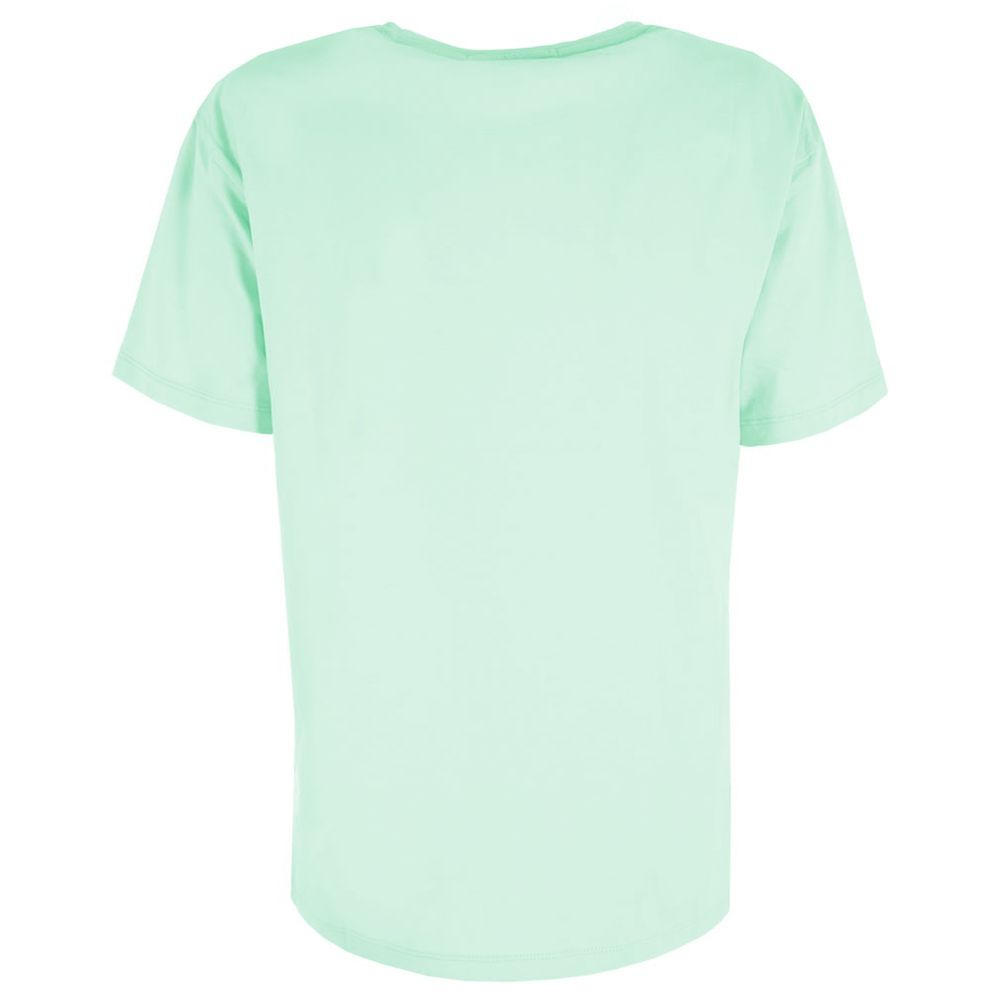 Yes Zee Chic Green Crew-neck Cotton Tee with Chest Logo Yes Zee