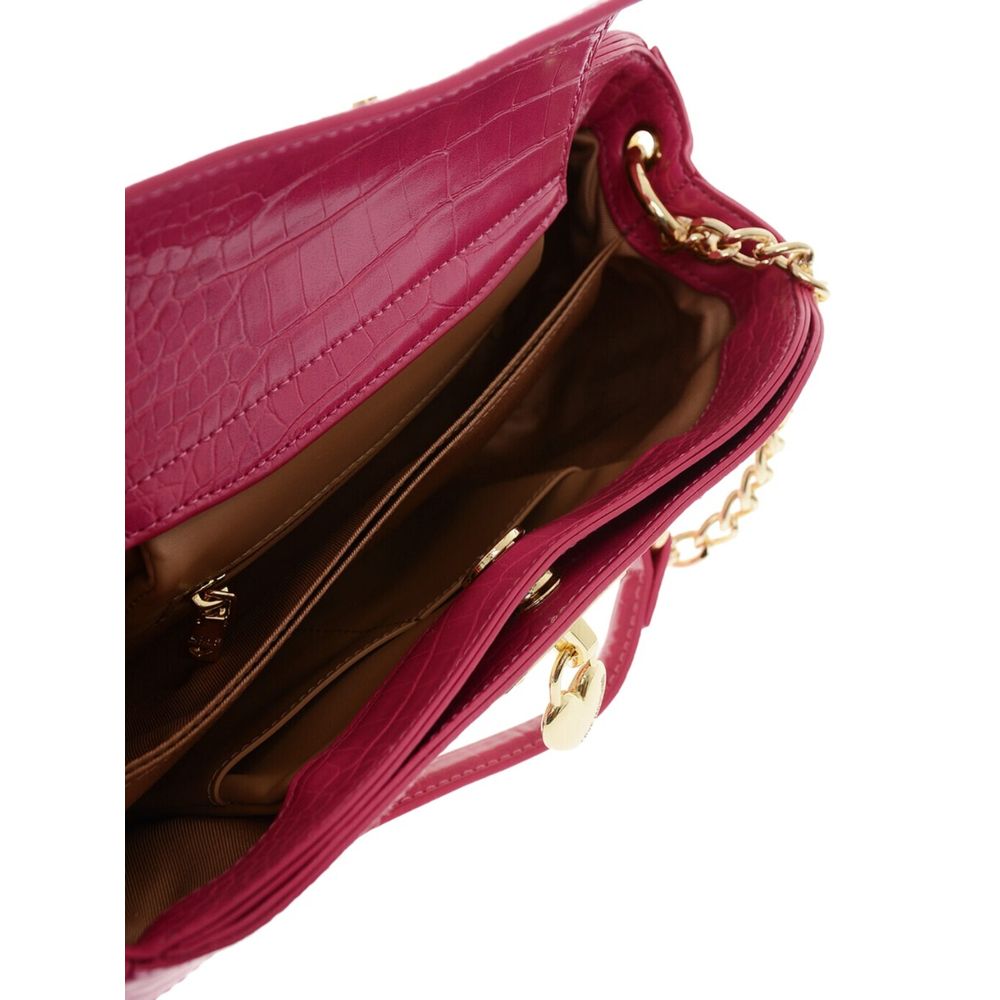 Love Moschino Fuchsia Canvas and Faux Leather Shoulder Bag Love Moschino