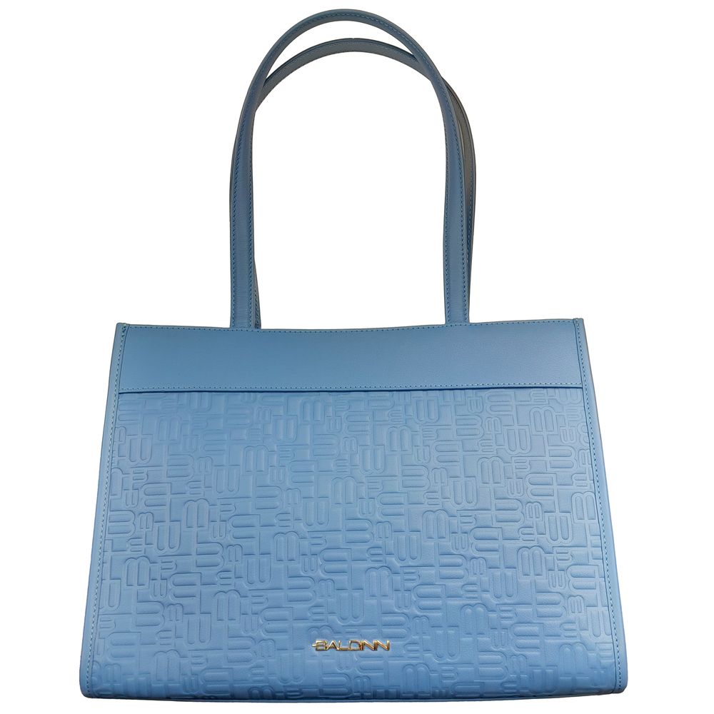 Baldinini Trend Elegant Light Blue Shopping Bag with Logo Motif Baldinini Trend