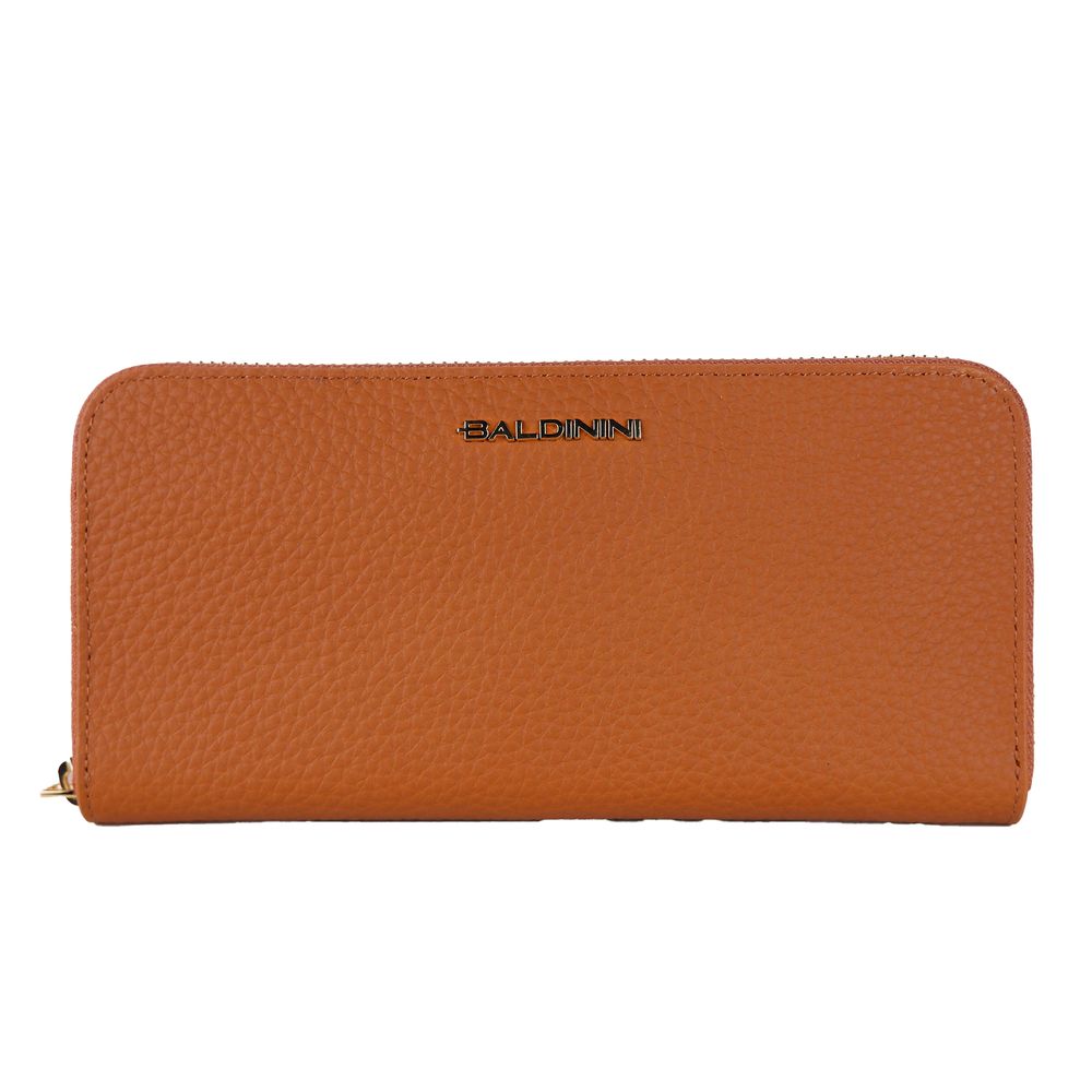 Baldinini Trend Elegant Orange Leather Wallet with Zipper Baldinini Trend