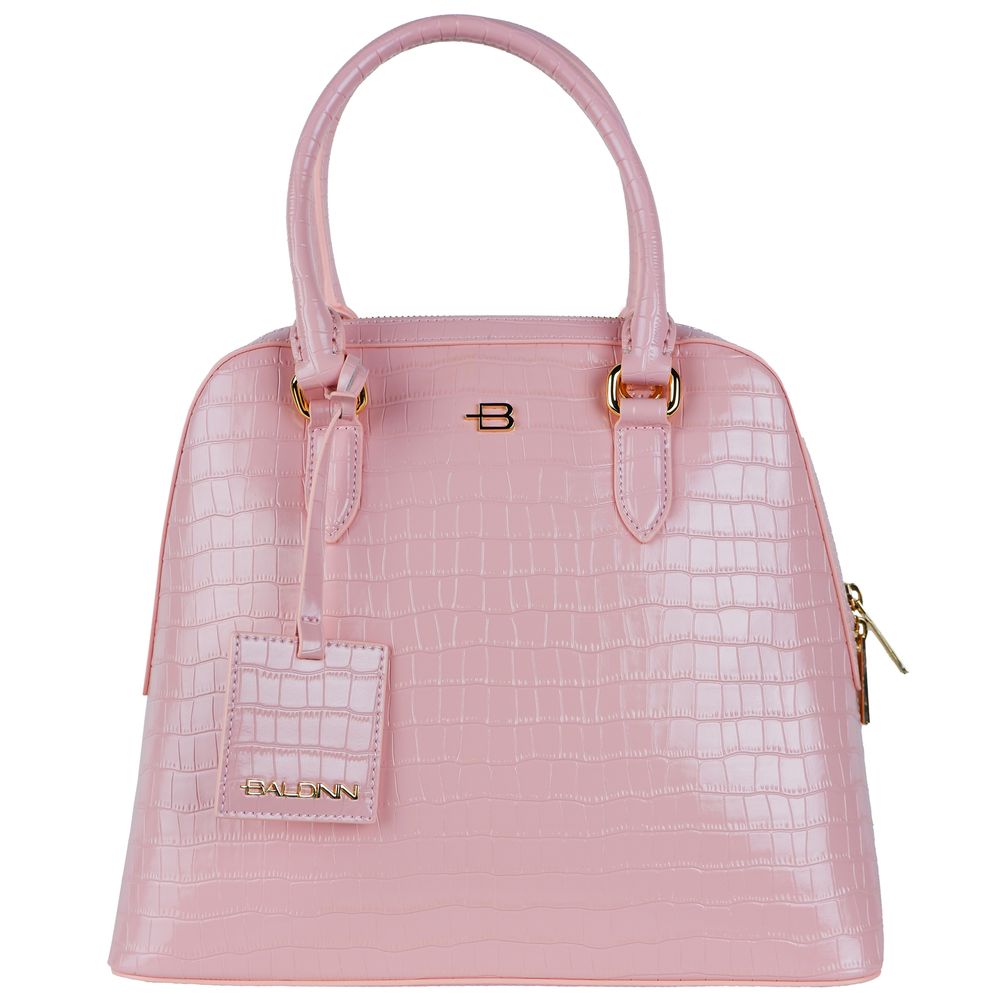 Baldinini Trend Elegant Pink Python-Print Calfskin Handbag Baldinini Trend