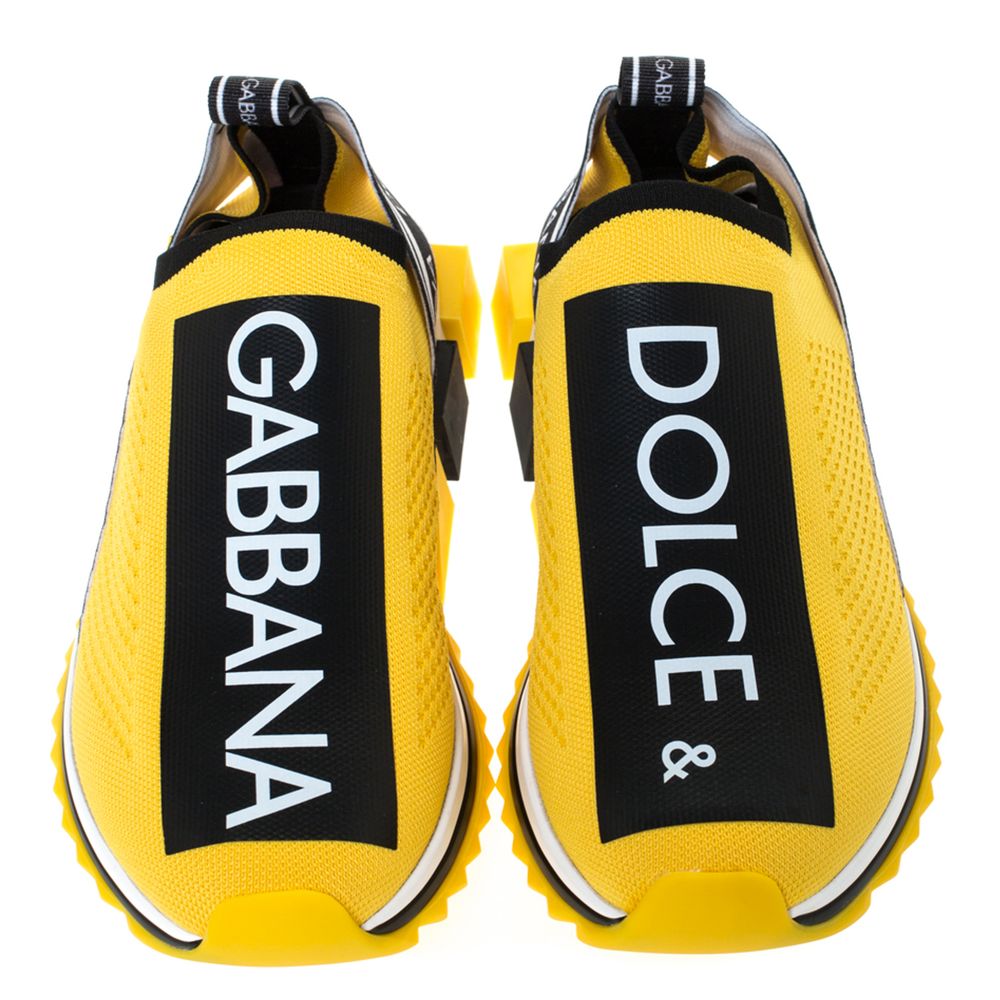 Dolce & Gabbana Chic Logo-Print Stretch Sneakers in Vibrant Yellow - Luxe & Glitz