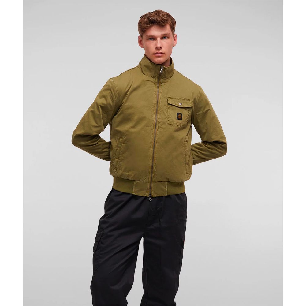 Refrigiwear Elegant Green Cotton Bomber Jacket for Men Refrigiwear