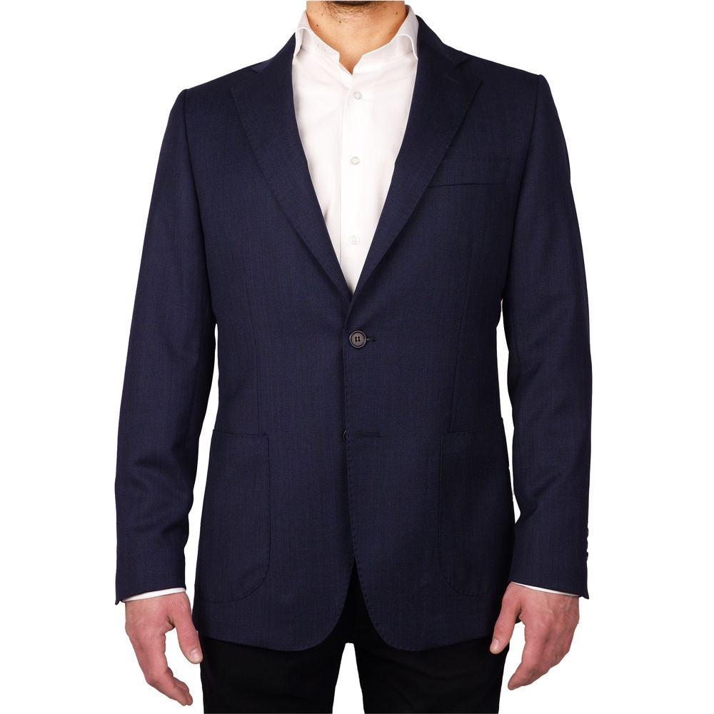 Made in Italy Blue Wool Vergine Blazer Made in Italy