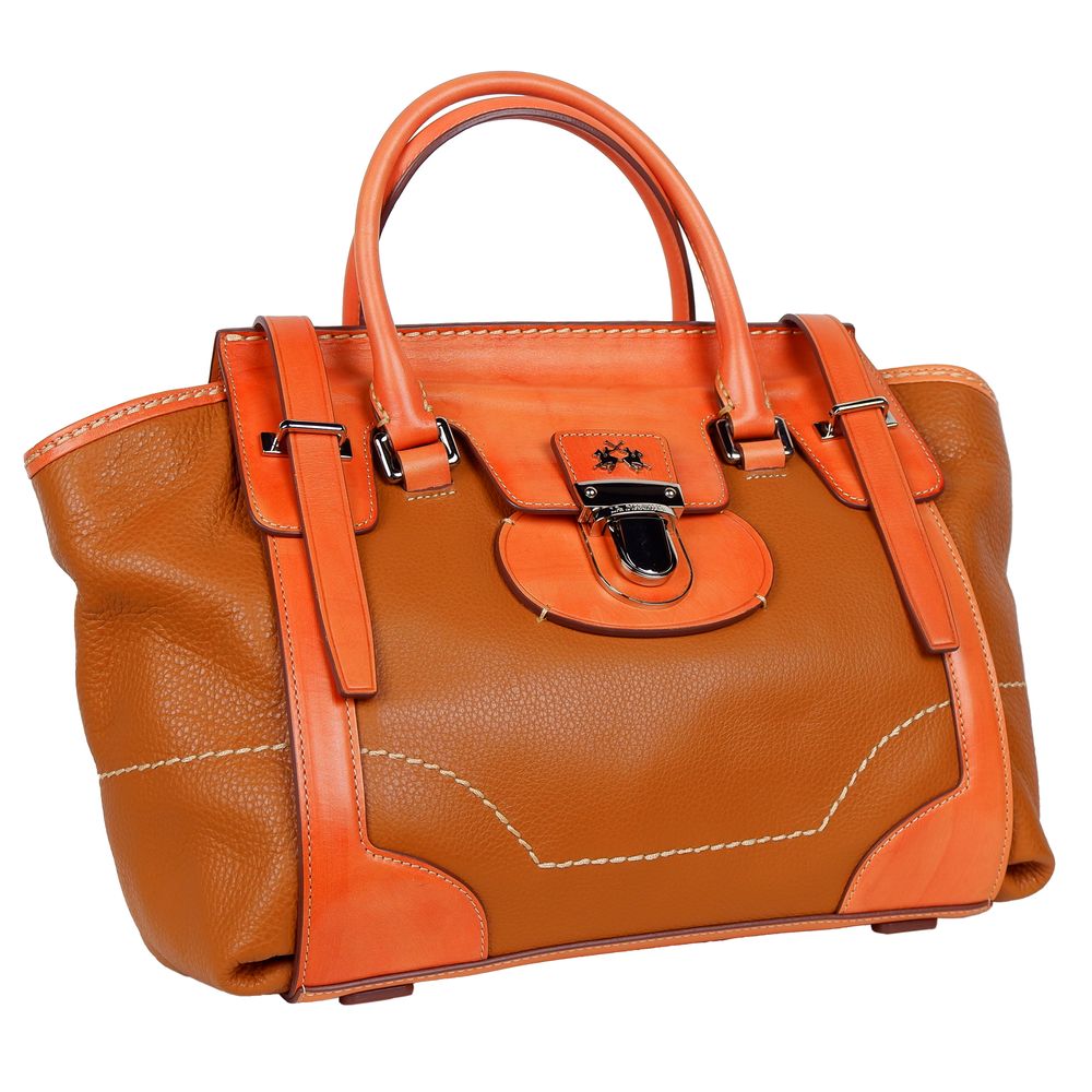 La Martina Orange Leather Handbag La Martina