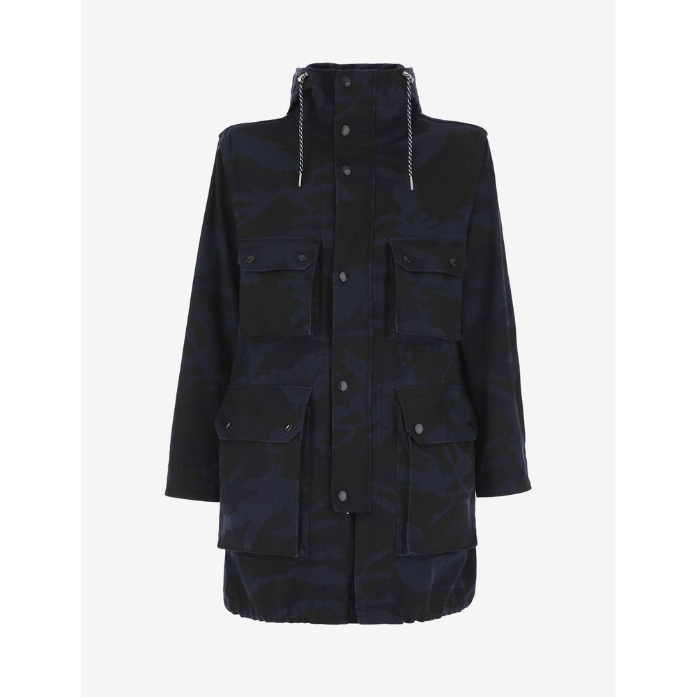 Armani Exchange Camouflage Hooded Trench Coat in Dark Blue - Luxe & Glitz