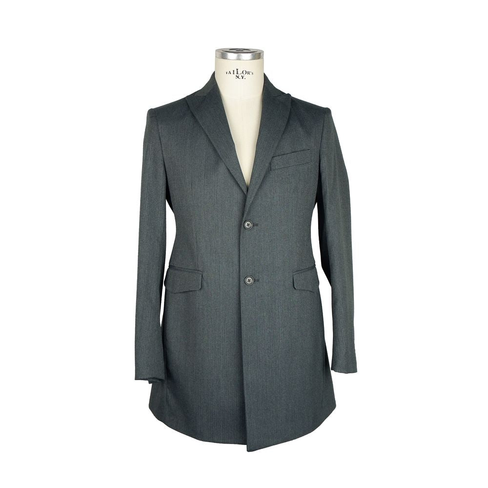 Emilio Romanelli Elegant Gray Wool Blend Men's Short Coat Emilio Romanelli