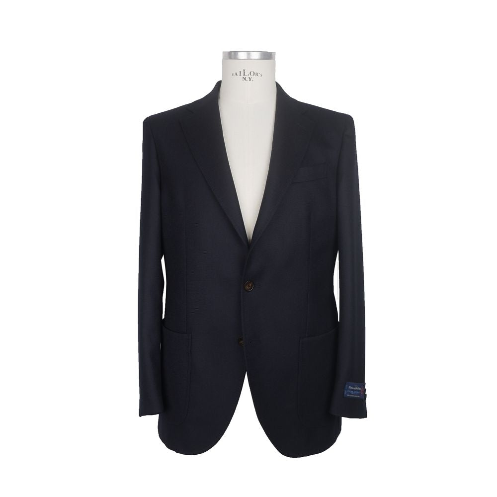 Made in Italy Elegant Dark Blue Italian Wool Jacket - Luxe & Glitz