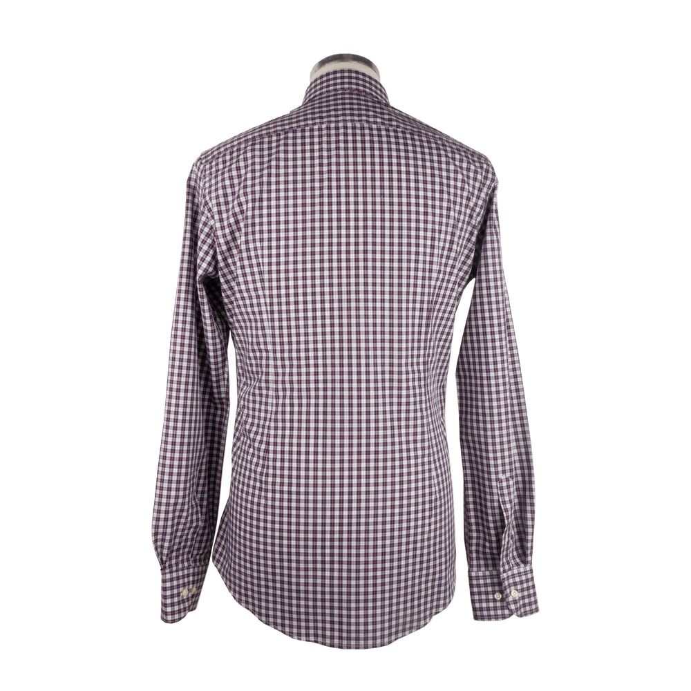 Made in Italy Elegant Red Checkered Milano Cotton Shirt Made in Italy