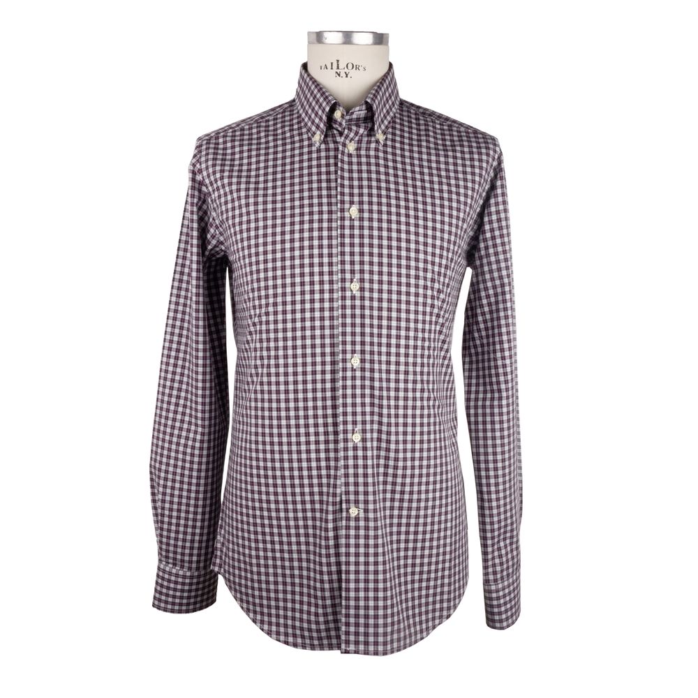 Made in Italy Elegant Red Checkered Milano Cotton Shirt Made in Italy