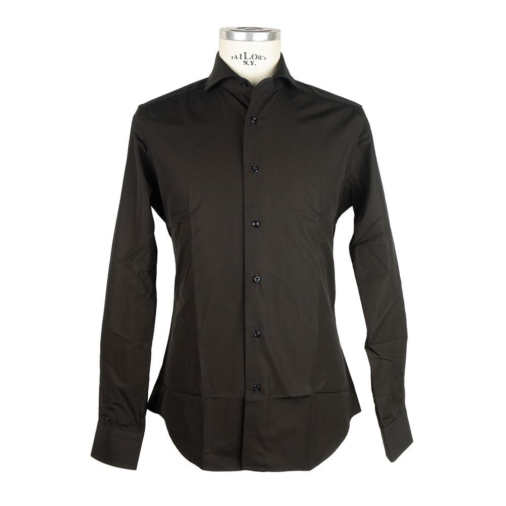 Made in Italy Sleek Milano Cotton Men's Shirt in Black - Luxe & Glitz