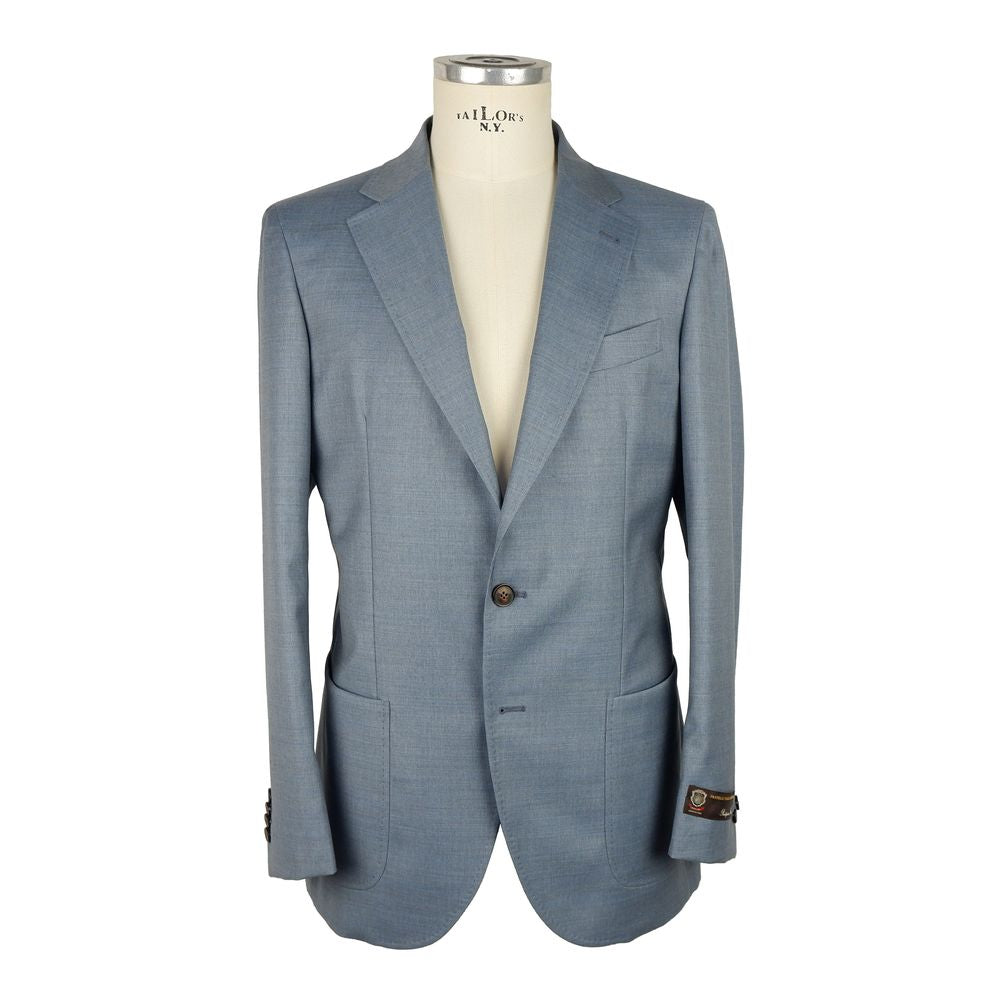 Emilio Romanelli Elegant Summer Men's Light Blue Wool Jacket - Luxe & Glitz