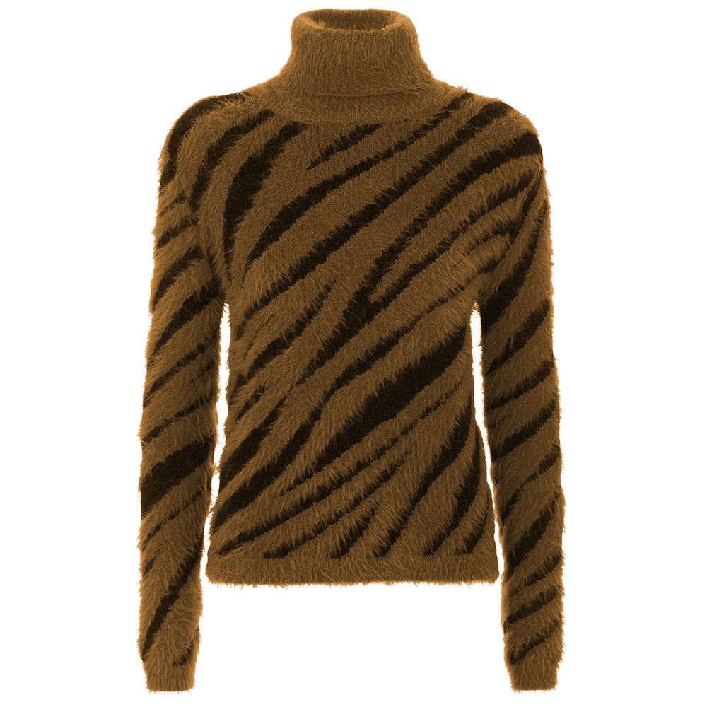 Imperfect Elegant Striped High Collar Sweater Imperfect