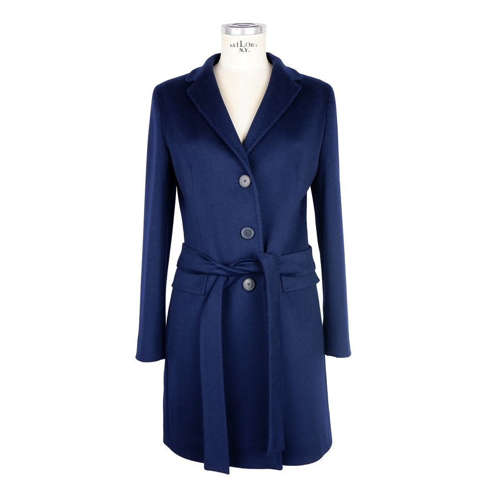 Made in Italy Elegant Wool Vergine Women's Blue Coat Made in Italy