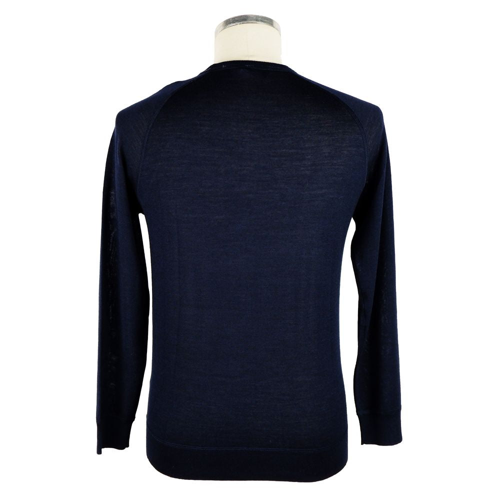 Emilio Romanelli Elegant Blue Cashmere Blend Crewneck Sweater Emilio Romanelli