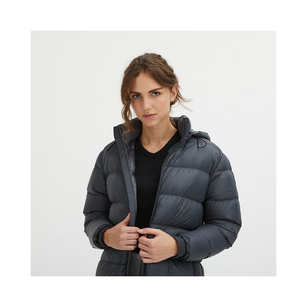 Centogrammi Luxurious Padded Hooded Jacket in Dark Grey - Luxe & Glitz