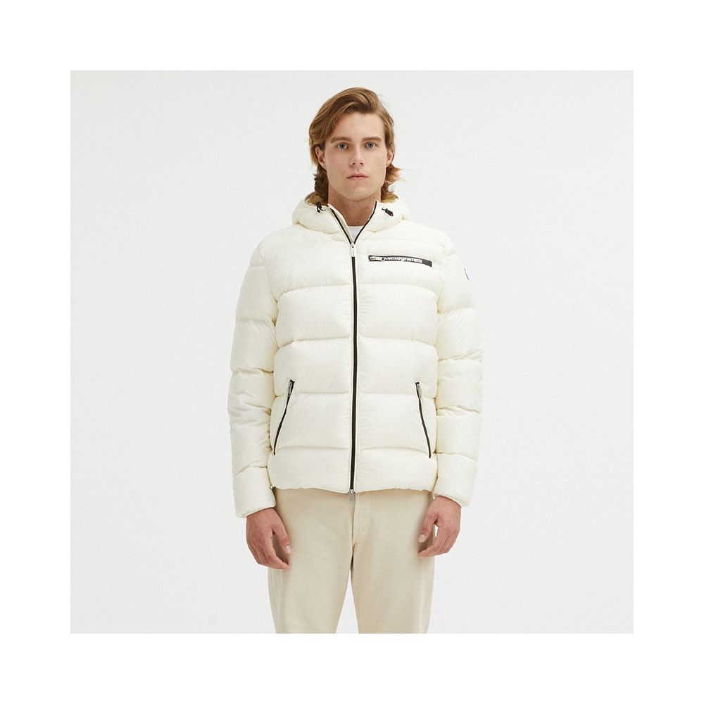 Centogrammi Elegant White Hooded Down Jacket - Luxe & Glitz