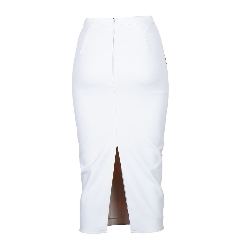Elisabetta Franchi Elegant Crepe Sequined Skirt with Back Slit Elisabetta Franchi